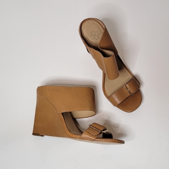 ANN TAYLOR Leather strappy Slip-on Open Toe wedge sandals size 6 - Picture 6 of 16